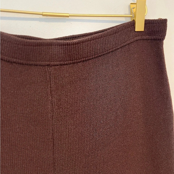 St. John brown knit wool trouser wide leg trouser - Picture 5 of 8